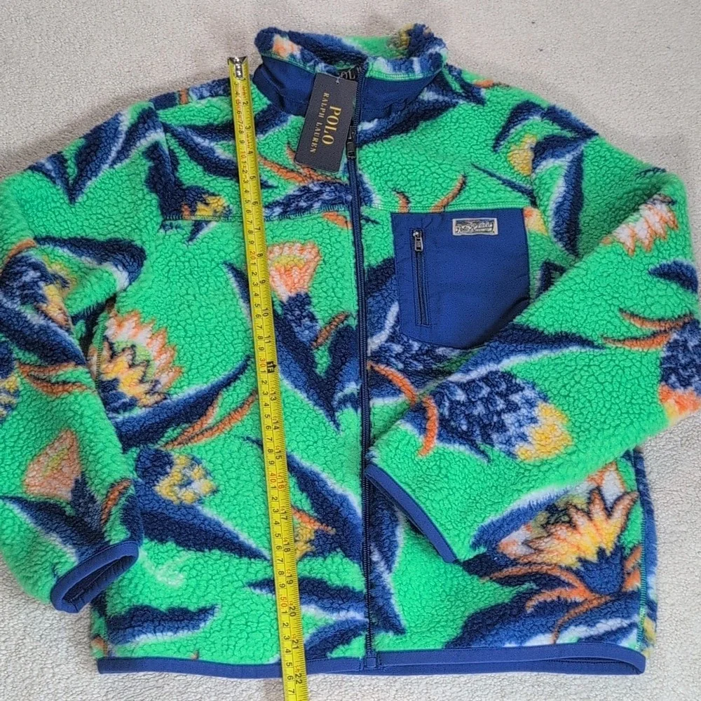 Polo Ralph Lauren Floral-Print Teddy Fleece Jacket Boys Size M 10-12 Reversible
